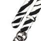 Black White Leather Silver Metal Buckle Belt