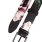 Black Floral Brocade Silver Metal Buckle Belt