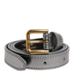 Silver Logo Engraved Metal Waist Buckle Belt