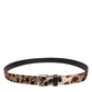 Brown Leopard Silver Metal Buckle Belt