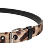 Brown Leopard Silver Metal Buckle Belt