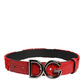 Red Viscose Silver DG Logo Metal Buckle Belt