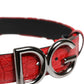 Red Viscose Silver DG Logo Metal Buckle Belt