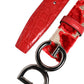 Red Viscose Silver DG Logo Metal Buckle Belt