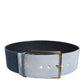 Two Tone Blue Denim Gold Metal Buckle Belt