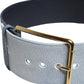 Two Tone Blue Denim Gold Metal Buckle Belt