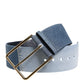 Two Tone Blue Denim Gold Metal Buckle Belt