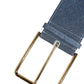 Two Tone Blue Denim Gold Metal Buckle Belt