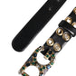 Black Leather Eyelet Crystal DG Buckle Belt
