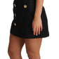 Elegant Black Button Embellished Mini Dress