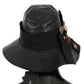 Elegant Black Leather Cloche Cap