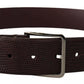 Dark Brown Calf Leather Silver Logo Metal Buckle Belt