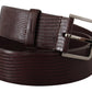 Dark Brown Calf Leather Silver Logo Metal Buckle Belt