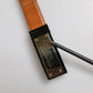 Browned Off Leather Gold DG Logo Buckle Belt