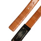 Browned Off Leather Gold DG Logo Buckle Belt