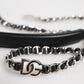 Black Leather DG Logo Chain Bag Shoulder Strap