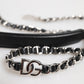 Black Leather DG Logo Chain Bag Shoulder Strap