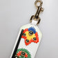 White Calfskin Raffia Embroidered Patchwork Shoulder Strap