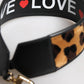 Black Leopard Print Reversible Bag Shoulder Strap