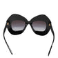 Black White PIED DE POULE Print Oversized Shades Sunglasses