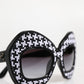 Black White PIED DE POULE Print Oversized Shades Sunglasses