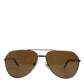 DG2073 Silver Steel Classic Pilot Brown Lens Sunglasses