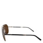 DG2073 Silver Steel Classic Pilot Brown Lens Sunglasses