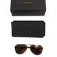 DG2073 Silver Steel Classic Pilot Brown Lens Sunglasses
