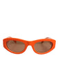 Orange Reborn To Live Oval Frame Logo Eyewear Sunglasses