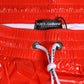 Red Nylon Drawstring Beachwear Shorts Swimwear