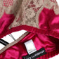 Magenta Floral Lace Silk Non Wire Bra Underwear
