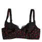 Black Red Polka Dot Underwired Balconette Underwear