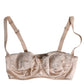 Biege Silk Underwired Balconette Bra Underwear