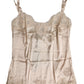 Beige Lace Silk Satin Tank Lingerie Underwear