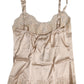 Beige Lace Silk Satin Tank Lingerie Underwear