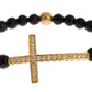 Gold Plated Sterling Bracelet with CZ Diamond Cross