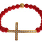 Elegant Gold and Red Coral Beaded Bracelet