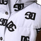 White Black DG Mania Polyester Puffer Jacket