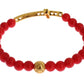 Elegant Gold and Red Coral Beaded Bracelet