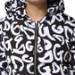 Black White DG Mania Hooded Long Coat Jacket