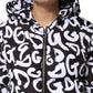 Black White DG Mania Hooded Long Coat Jacket