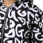 Black White DG Mania Hooded Long Coat Jacket