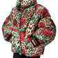 Multicolor Leopard Rose Puffer Quilted Jacket