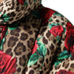 Multicolor Leopard Rose Puffer Quilted Jacket