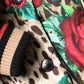 Multicolor Leopard Rose Puffer Quilted Jacket