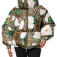 Multicolor Leopard Rose Puffer Quilted Jacket