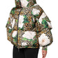 Multicolor Leopard Rose Puffer Quilted Jacket
