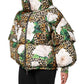Multicolor Leopard Rose Puffer Quilted Jacket