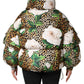 Multicolor Leopard Rose Puffer Quilted Jacket