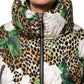 Multicolor Leopard Rose Puffer Quilted Jacket